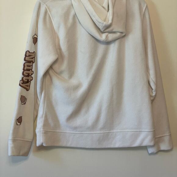 90s Vintage Disney XL fleece hoodie Chip and Dale white cabincore pocket NUTTY - Picture 7 of 7